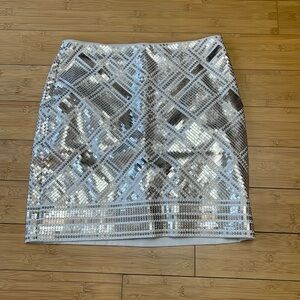 NWOT White House Black Market Silver/Gold Sequin Pencil Skirt Sz 6 Women